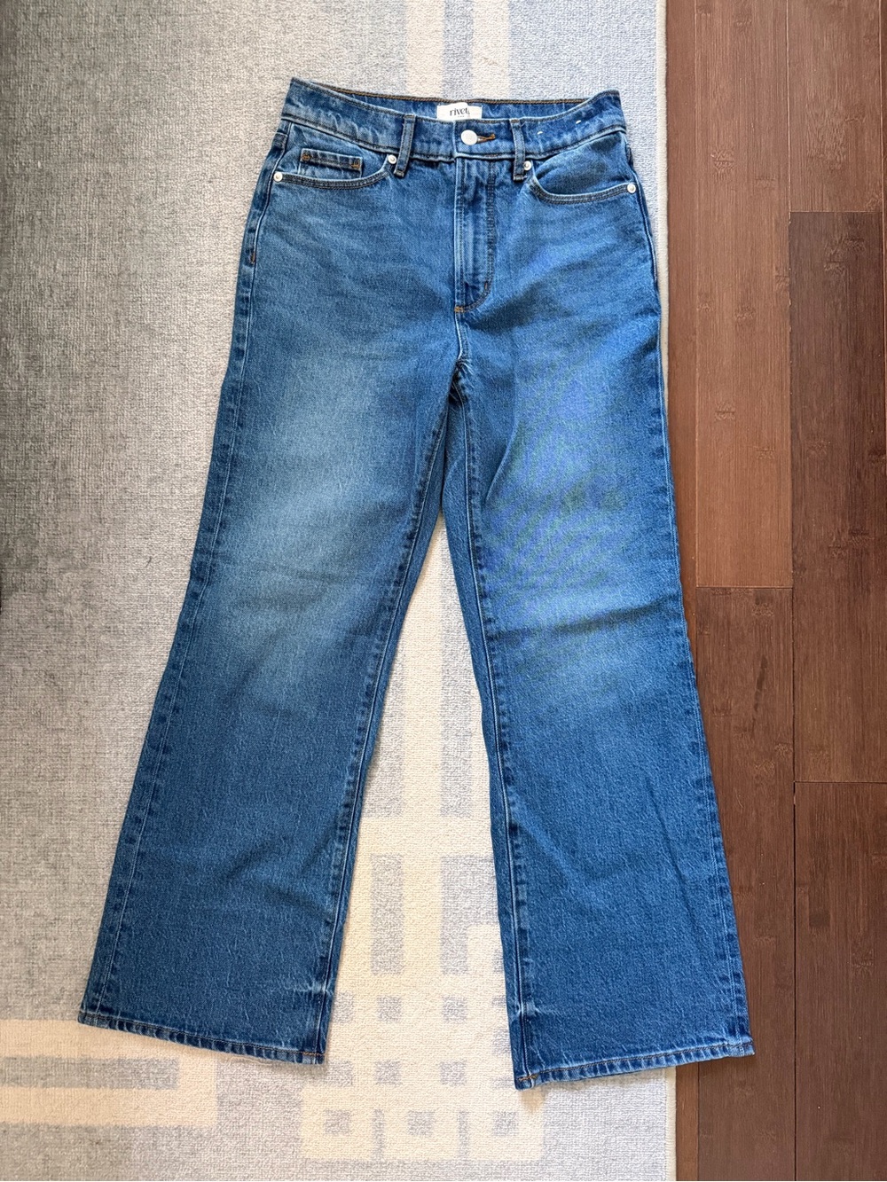 LOFT Rivete Petite High Rise Wide Leg Jeans in Vintage Dark Wash - Picture 5 of 14